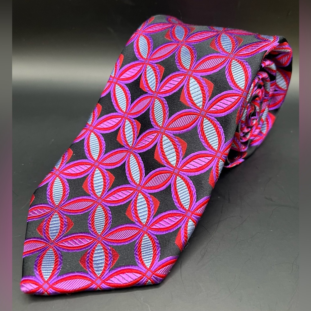 Robert Talbot - Best of Class, Nordstrom,Elegant Black/Pink/Purple Geometric Tie